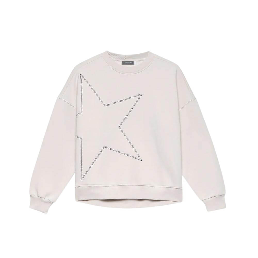 Mint Velvet Cream Cotton Blend Star Sweatshirt